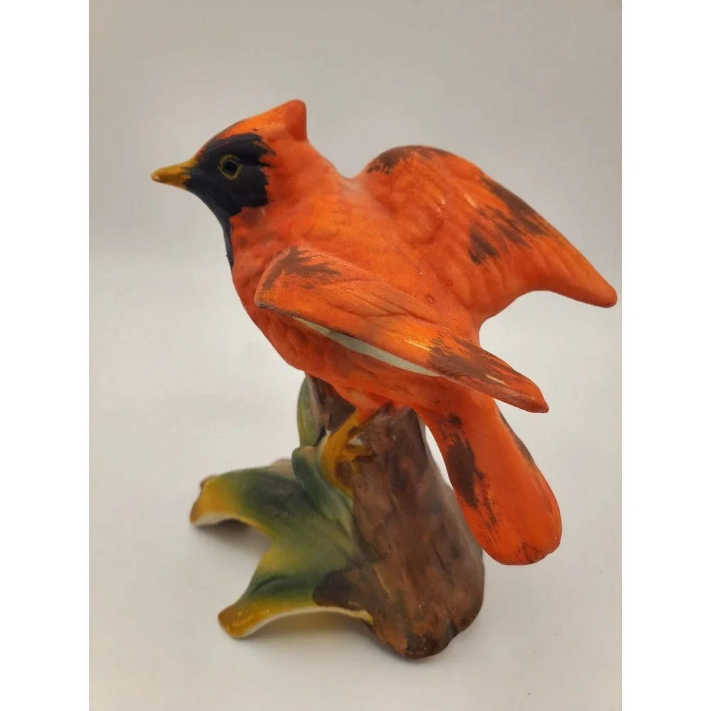 Vintage Mid-Century Ceramic Red Cardinal Bird Figurine